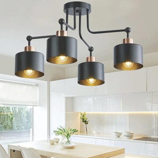 Lustra cu 4 brate metalice, Zola, montare pe tavan, 230V, 60W, E27, negru Lustra cu 4 brate metalice, Zola, montare pe tavan, 230V, 60W, E27, negru